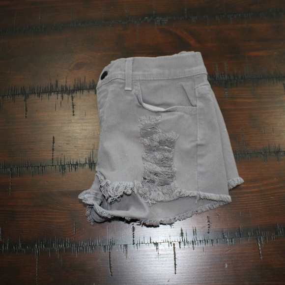 O2 Denim High Rise Gray Jean Shorts - Picture 9 of 14
